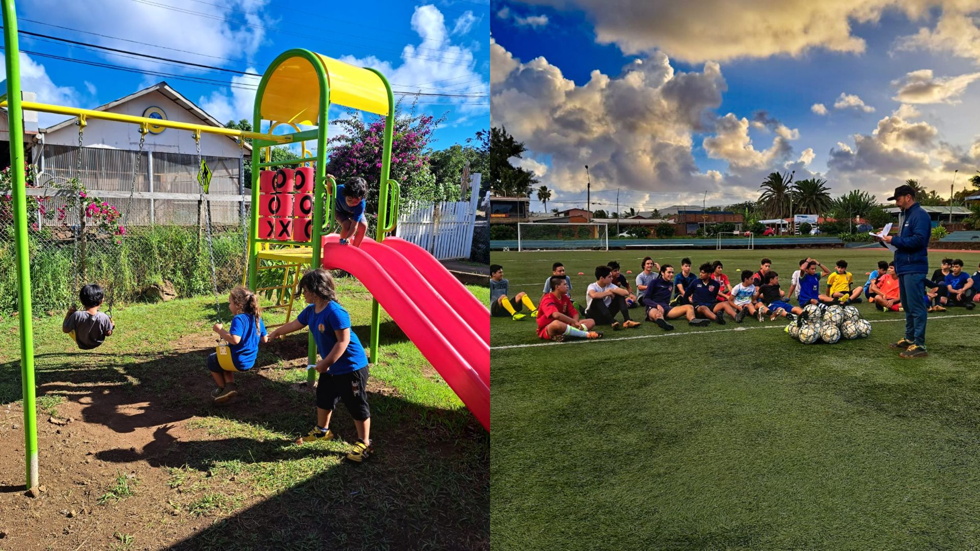 Escuela de lenguaje y club deportivo de Rapa Nui reciben implementación para potenciar el desarrollo de más de 100 niños y niñas de la isla